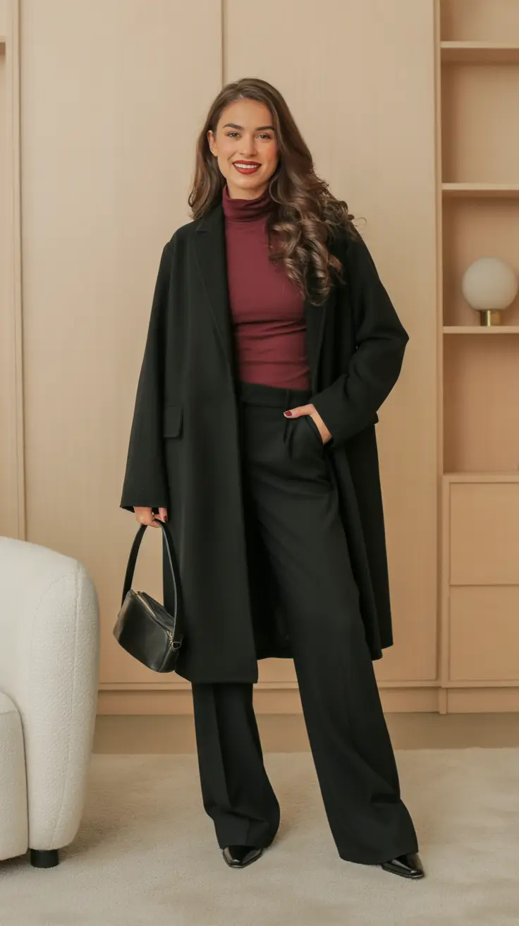 winter work outfits 2025 deep burgundy sophistication