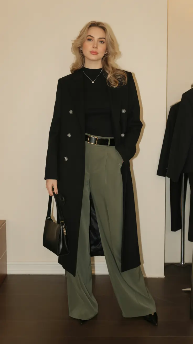 winter work outfits Modern Office Edge with Olive Accents
