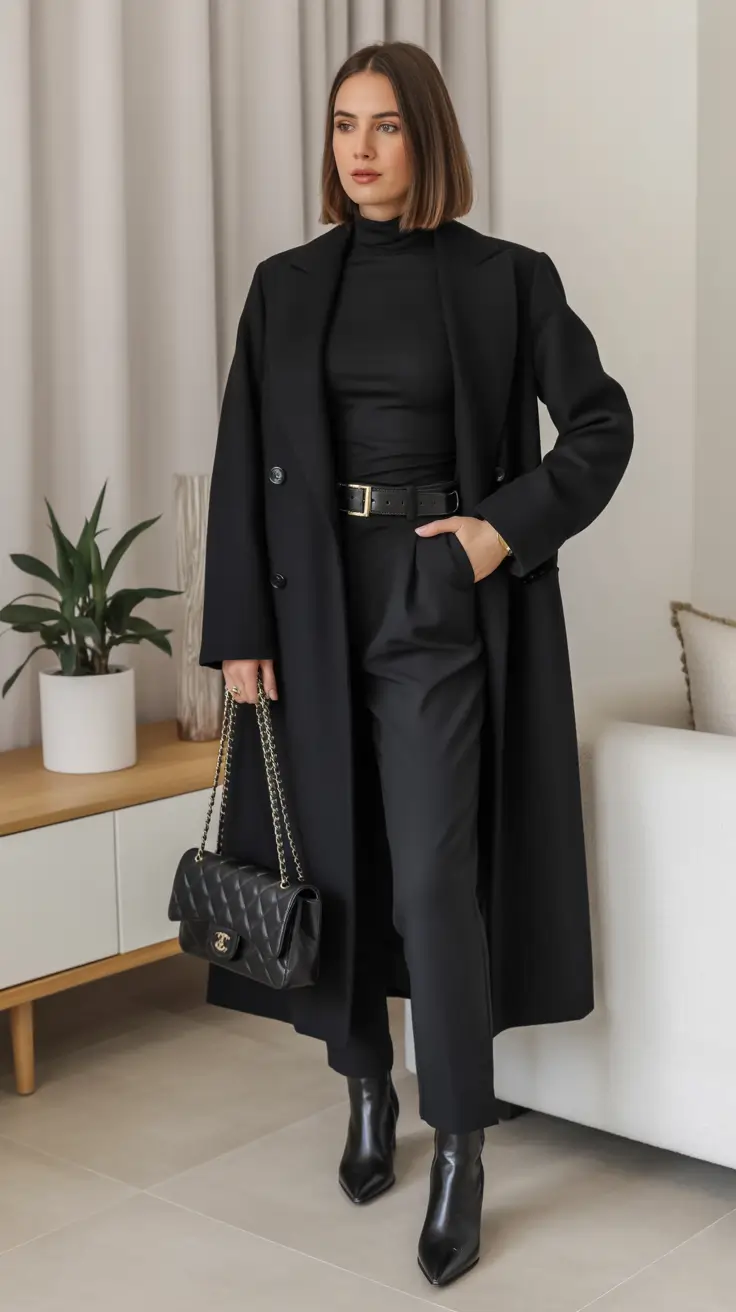 winter work outfits Monochrome Sophistication in All Black