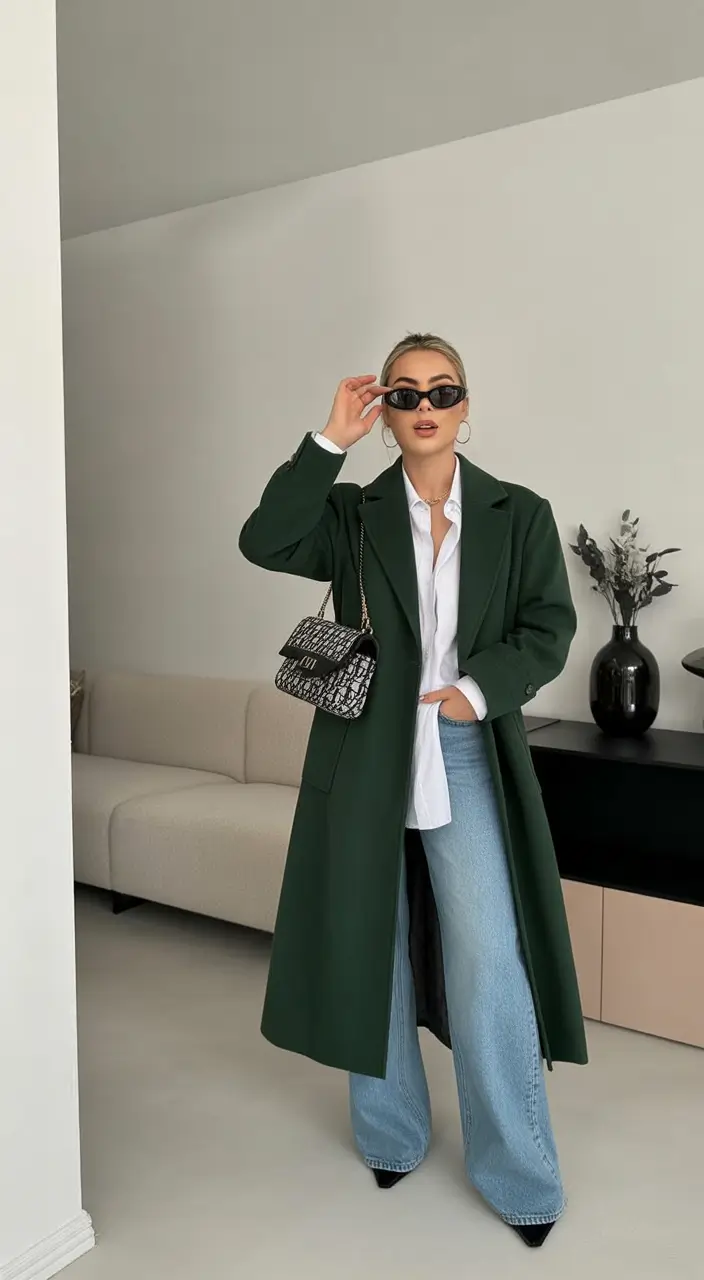 winter work outfits Refreshing Green Statement Coat