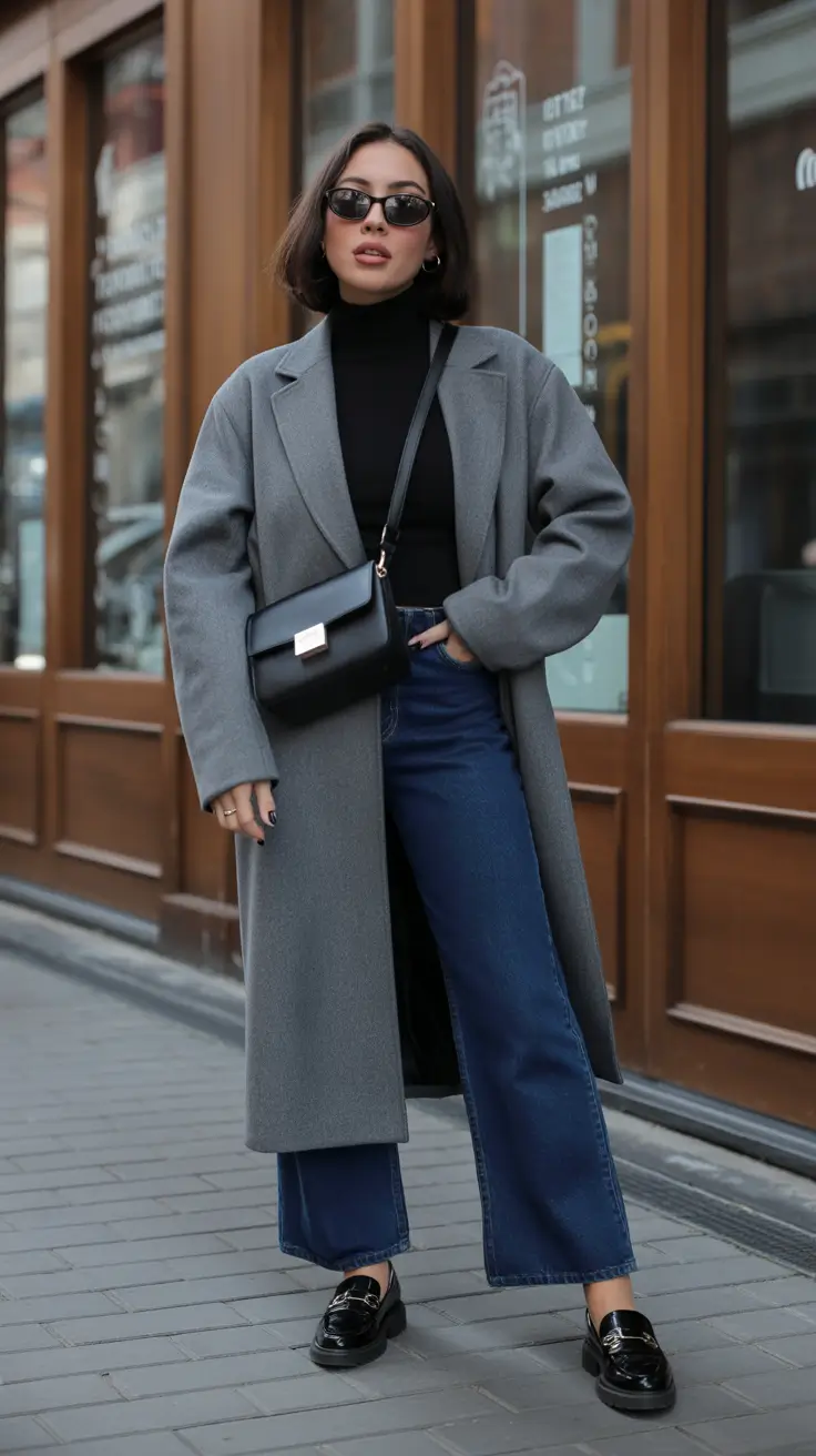 winter work outfits 2025 smart casual in steel gray