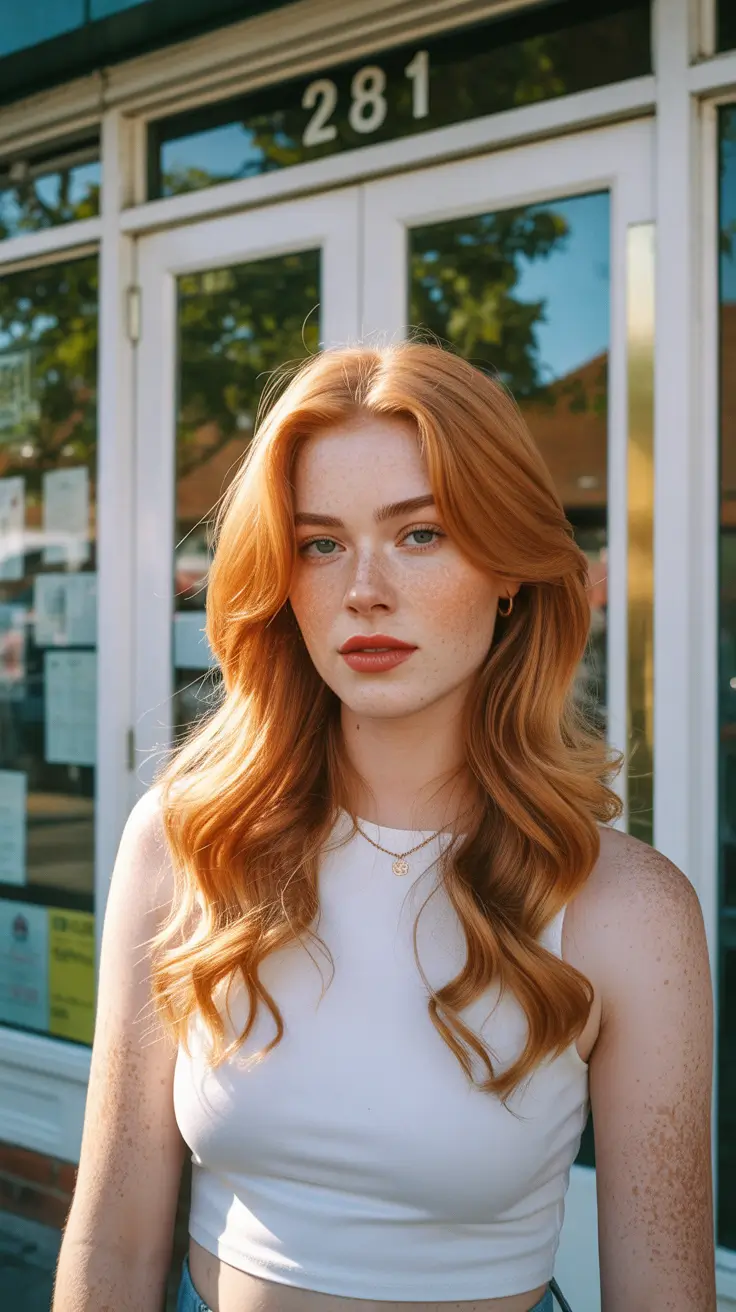 auburn hair color Golden Auburn Long Waves