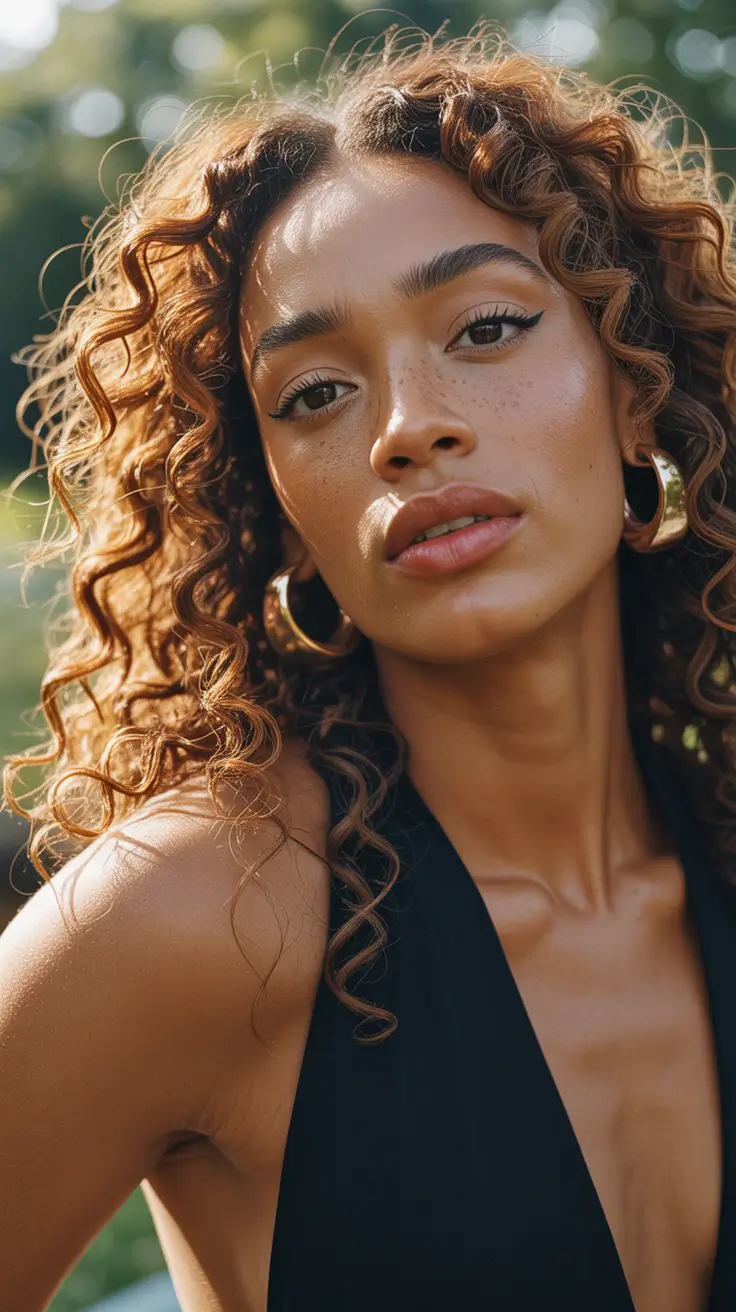 auburn hair color Honey Copper Curly Radiance