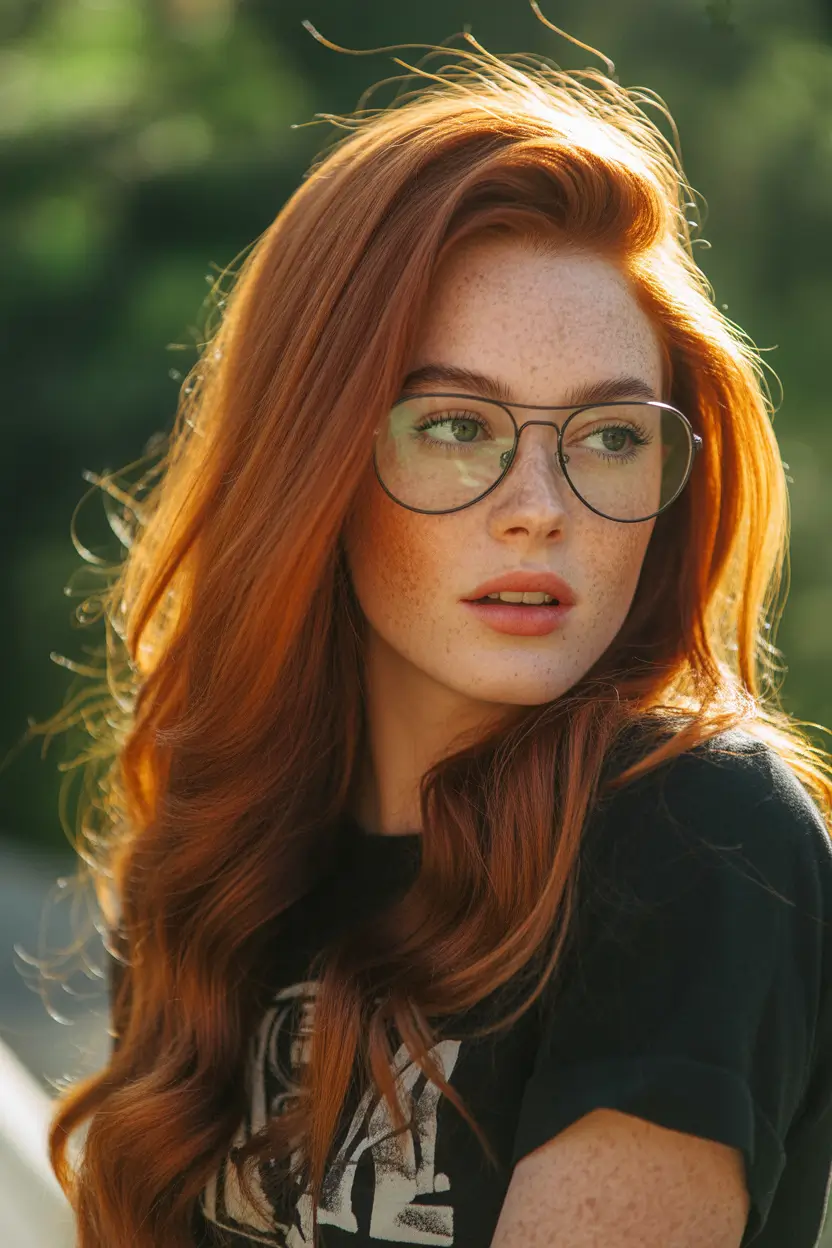 auburn hair color Sleek Light Auburn Straight Finish