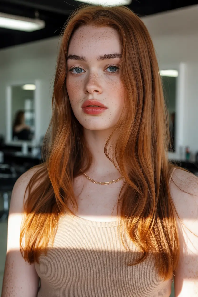 auburn hair color Soft Straight Natural Auburn Flow