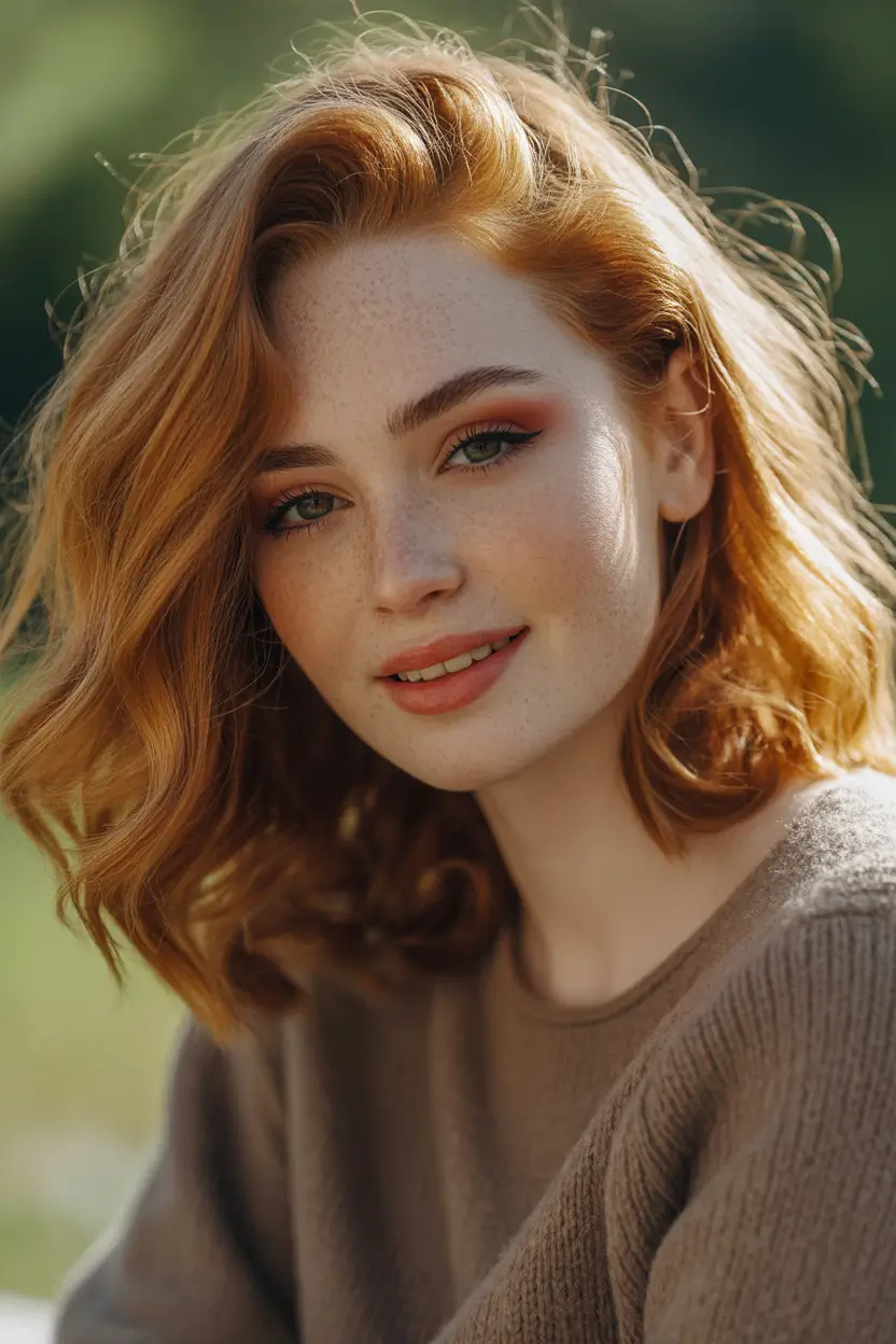 auburn hair color Warm Auburn Soft Wave Sweep