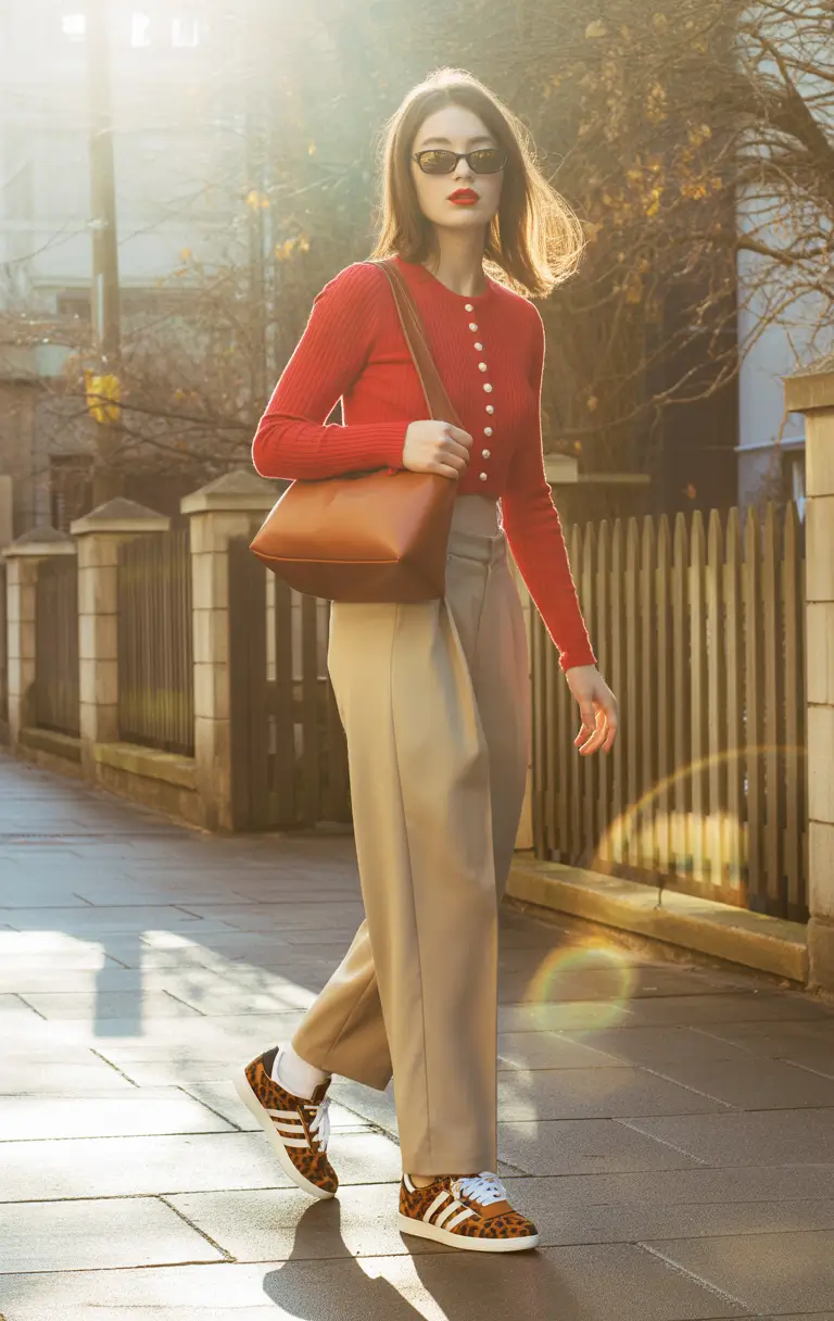 capsule wardrobe outfits 2026 red knit confidence for transitional days