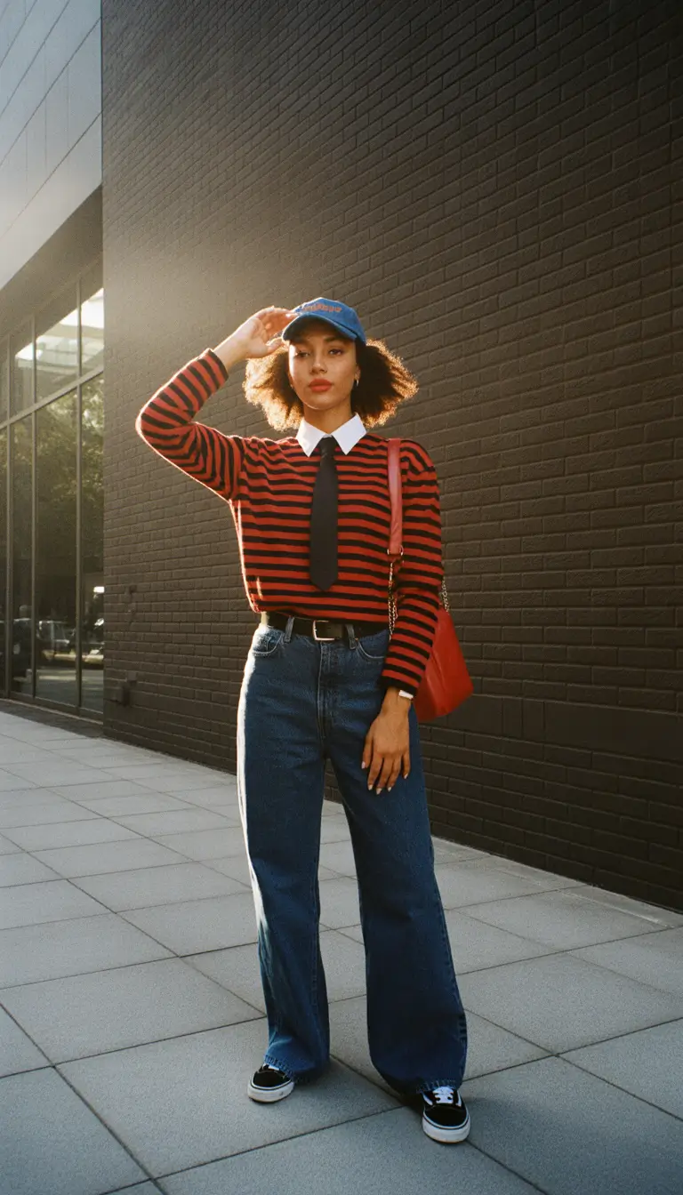 capsule wardrobe outfits 2026 striped collegiate cool meets streetwear ease