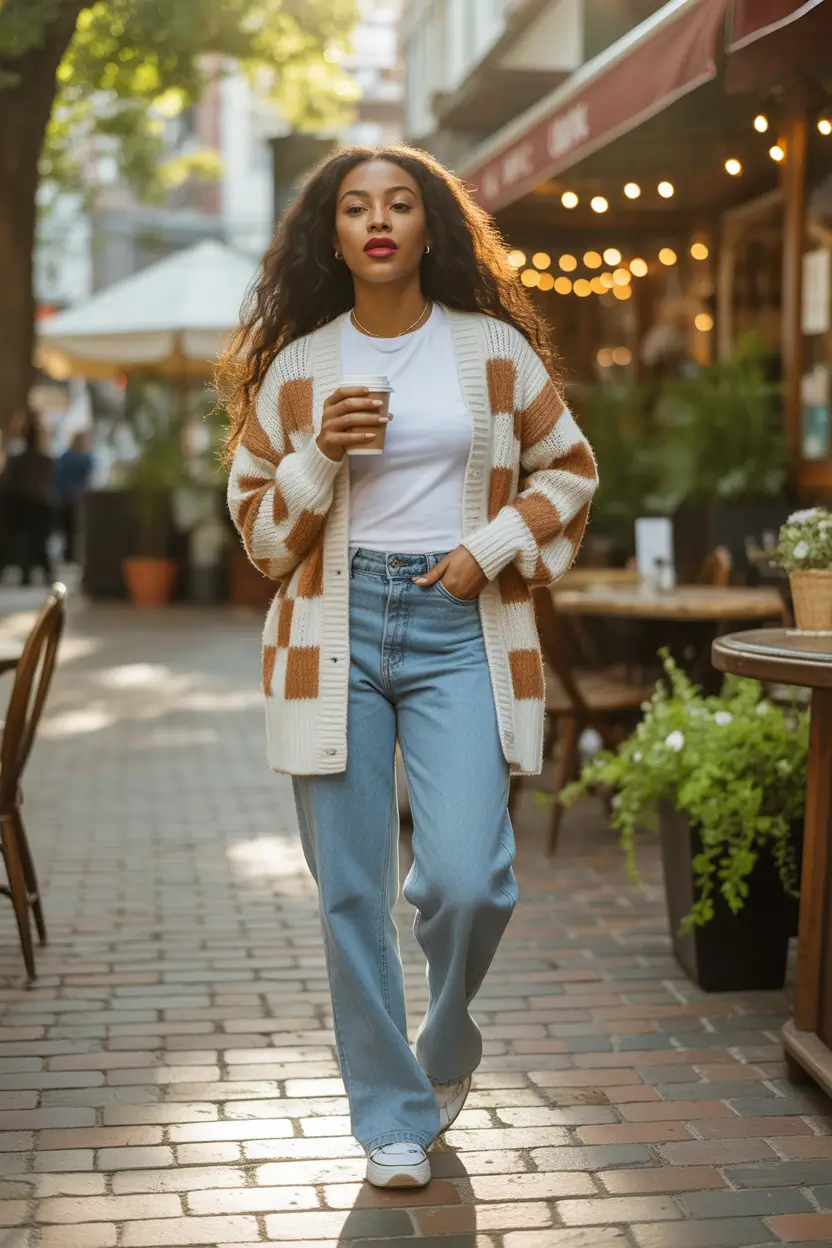 capsule wardrobe outfits 2026 the cozy check cardigan i keep reaching for