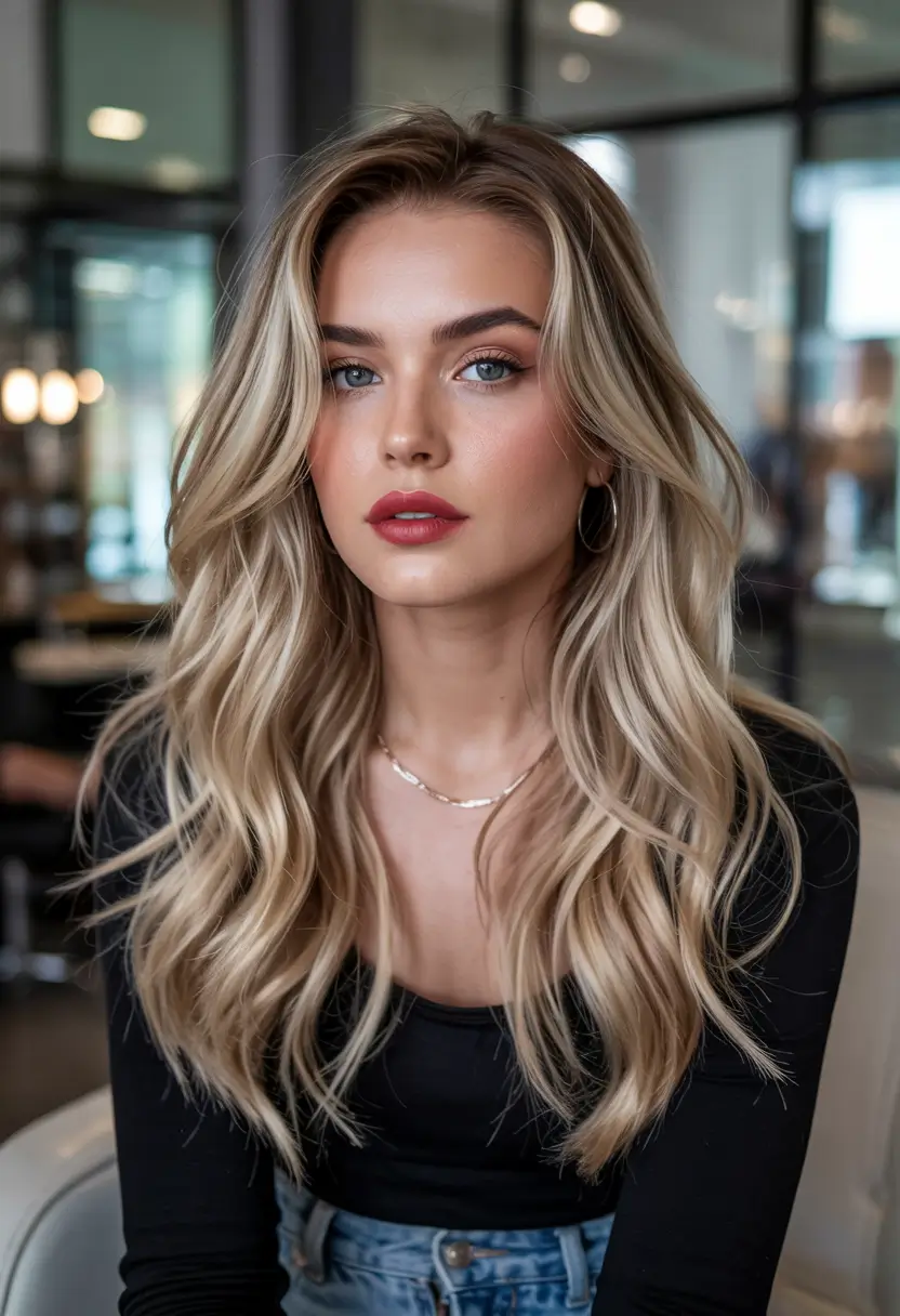 blonde hair color Bright Dimensional Long Blonde For Everyday Luxe
