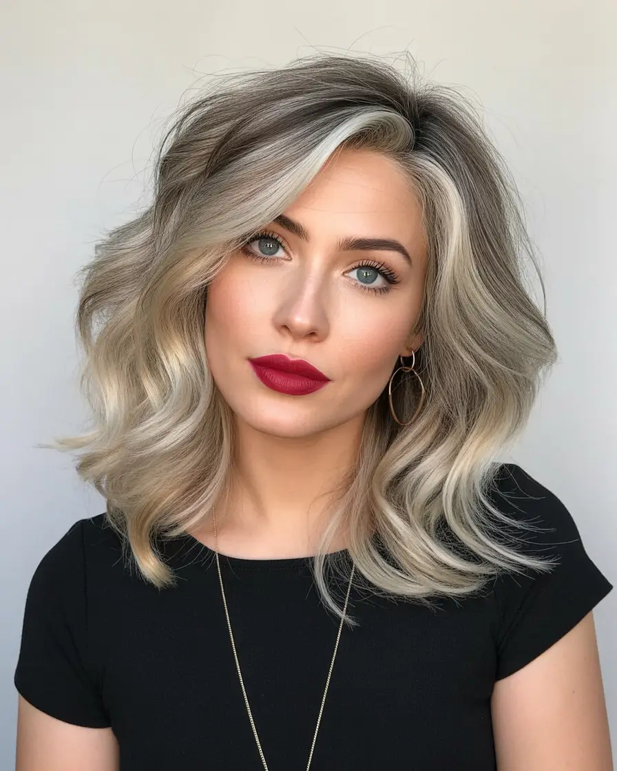 blonde hair color Smoky Silver Blonde With Soft Volume