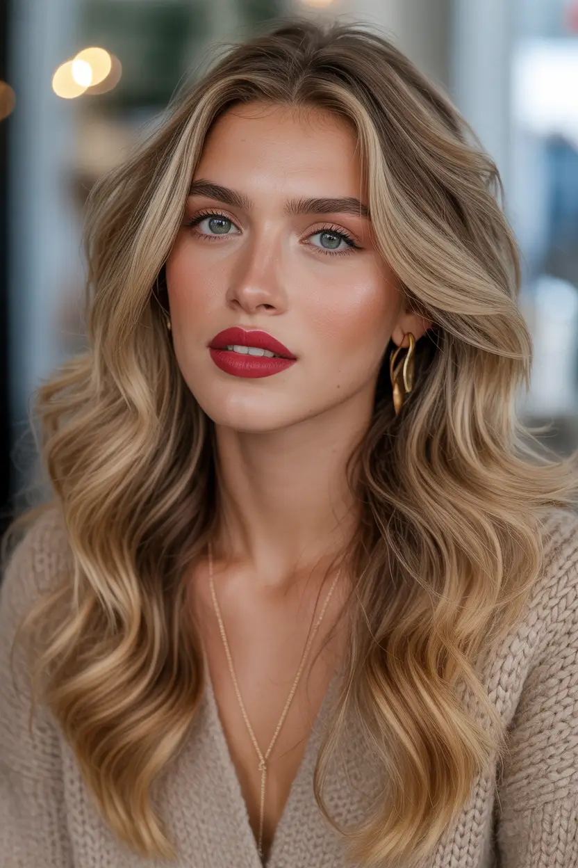 blonde hair color Golden Sweeping Layers With Warm Glow