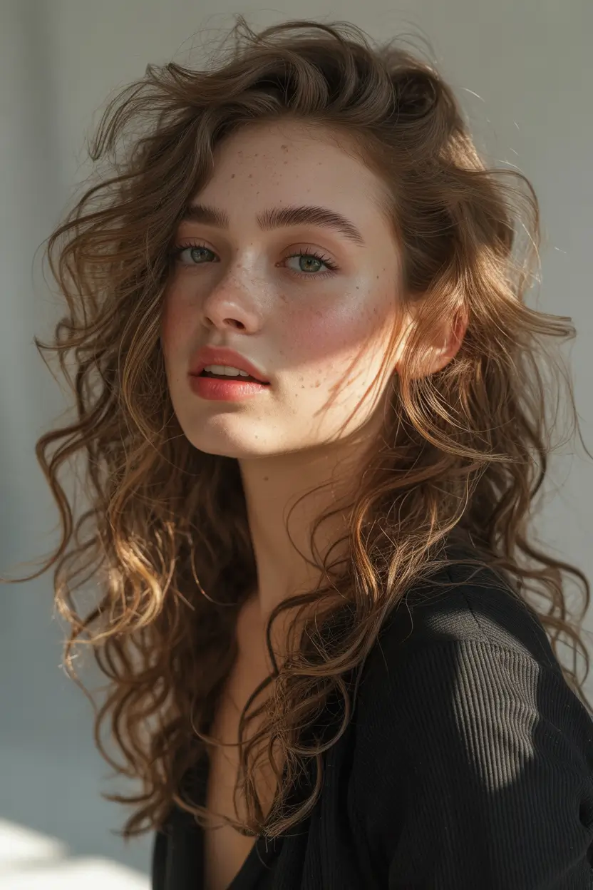 Brown hair colors Soft Golden Waves With Light Sunlit Dimension