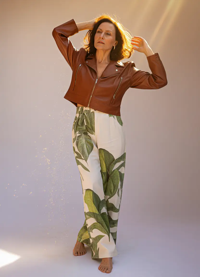Casual outfits for women over 50 in 2026 Botanical Breeze With Leather Edge