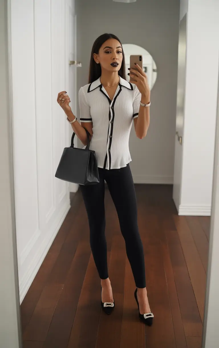 legging outfits Polished Monochrome with Edge