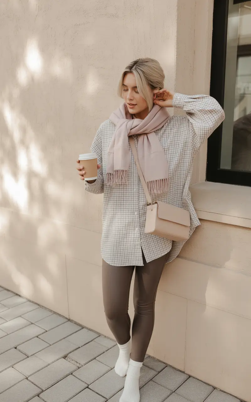 legging outfits Laid-Back Pastels and Soft Textures