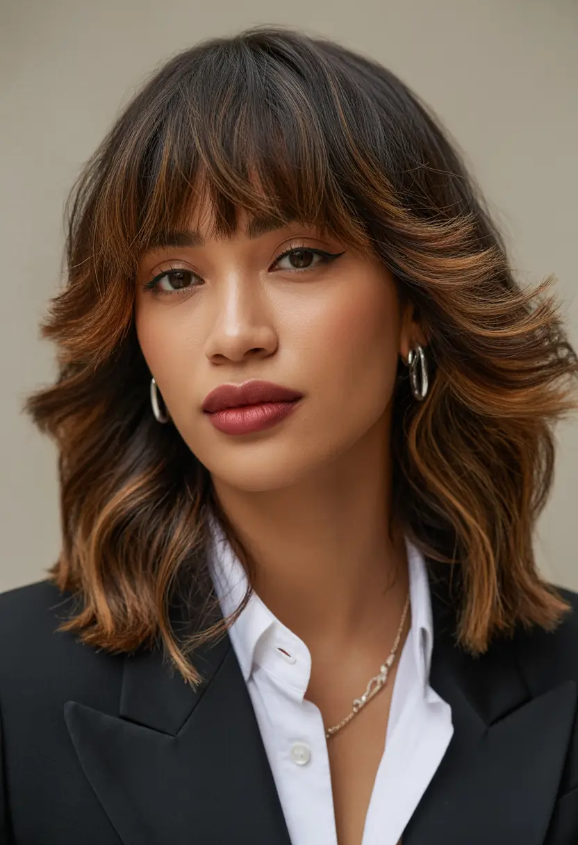 chocolate brown hair color Winged Chocolate Layers With Golden Edges