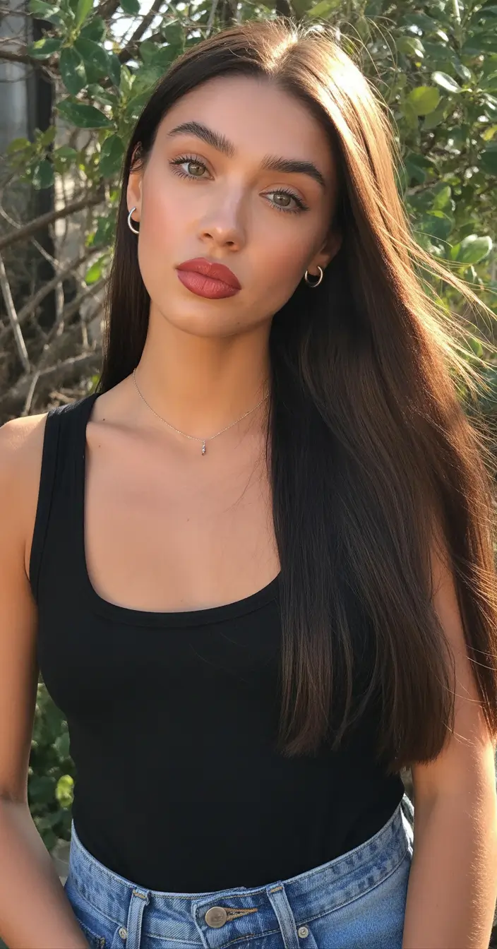 chocolate brown hair color Glossy Deep Espresso Straight Flow