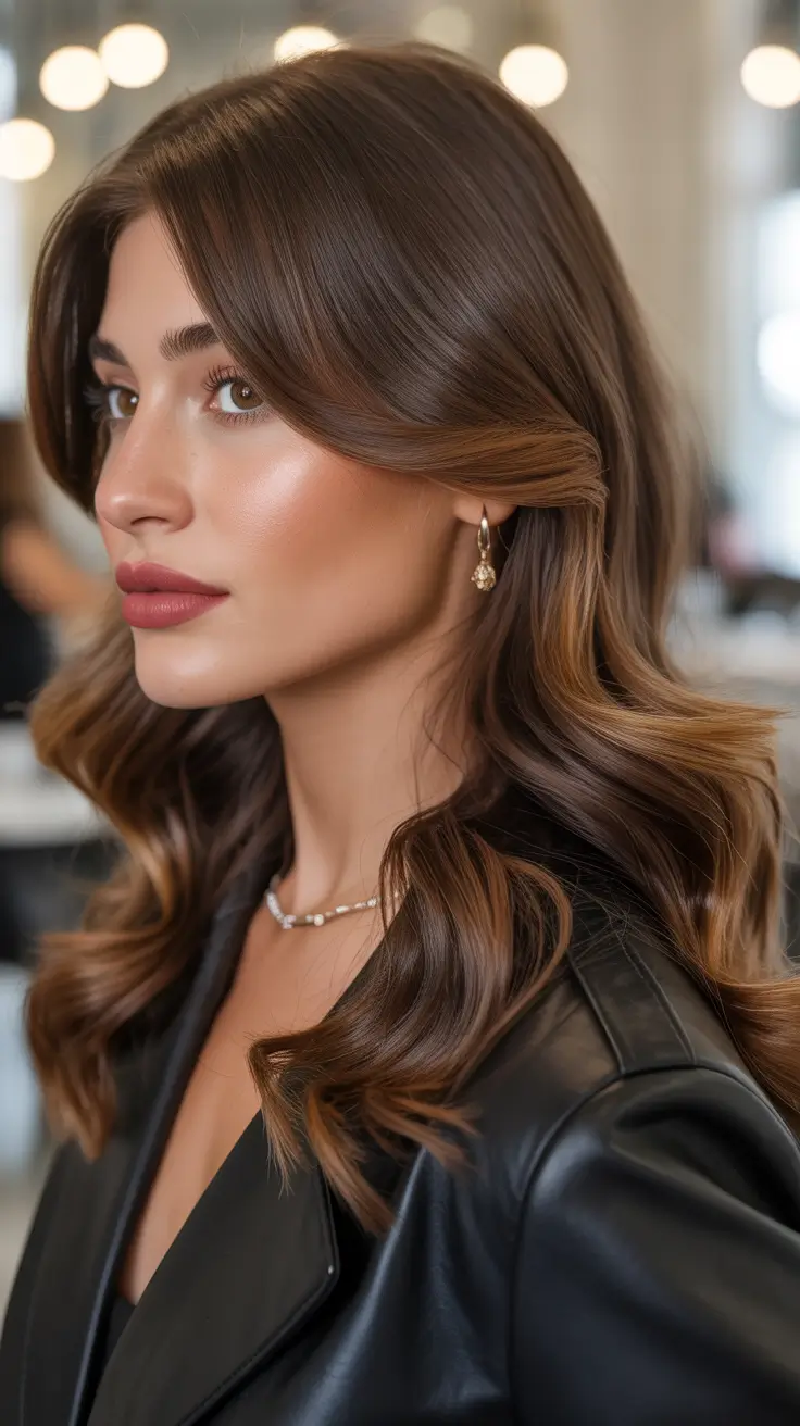 chocolate brown hair color Modern Polished Milk Chocolate Sweep