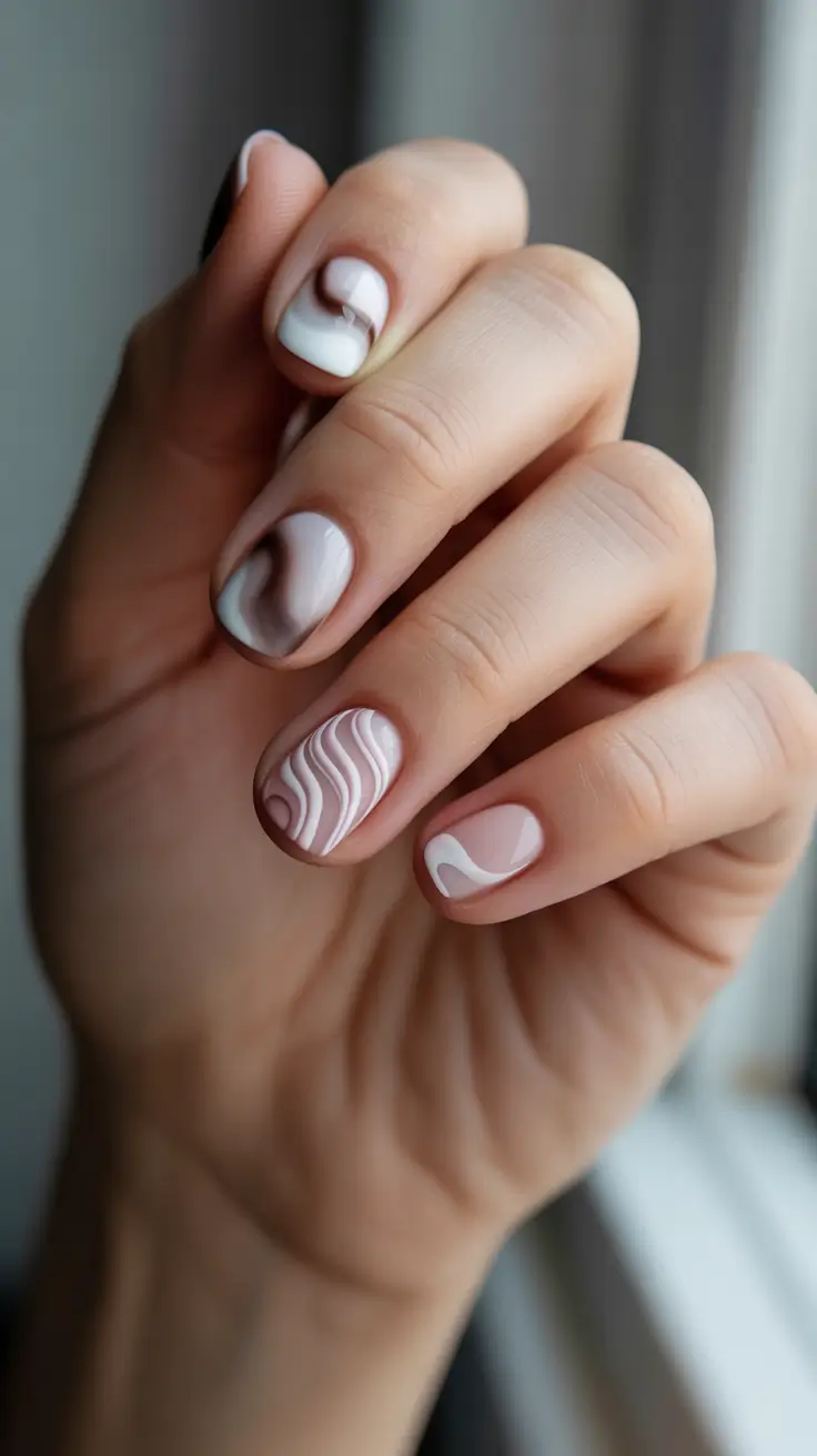 christmas nail art 2025 Soft Frosty Swirl Nails