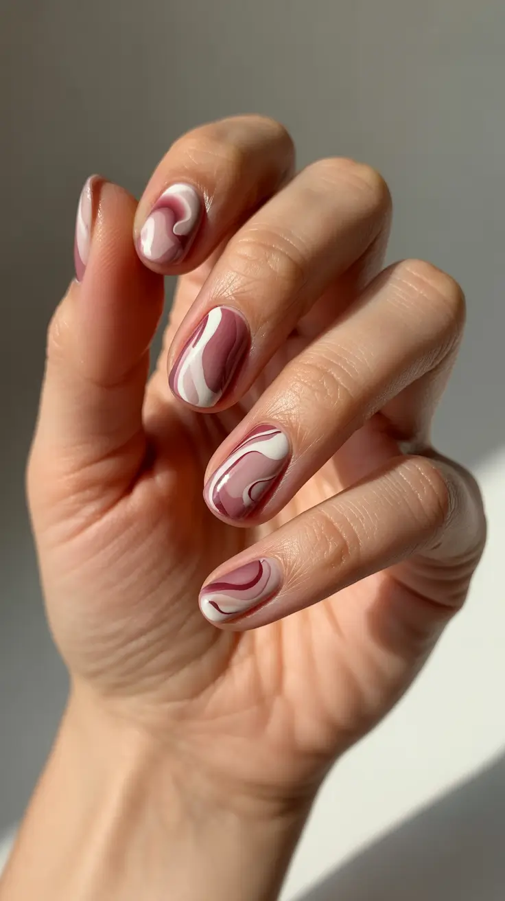 christmas nail art 2025 Berry Swirl Winter Nails