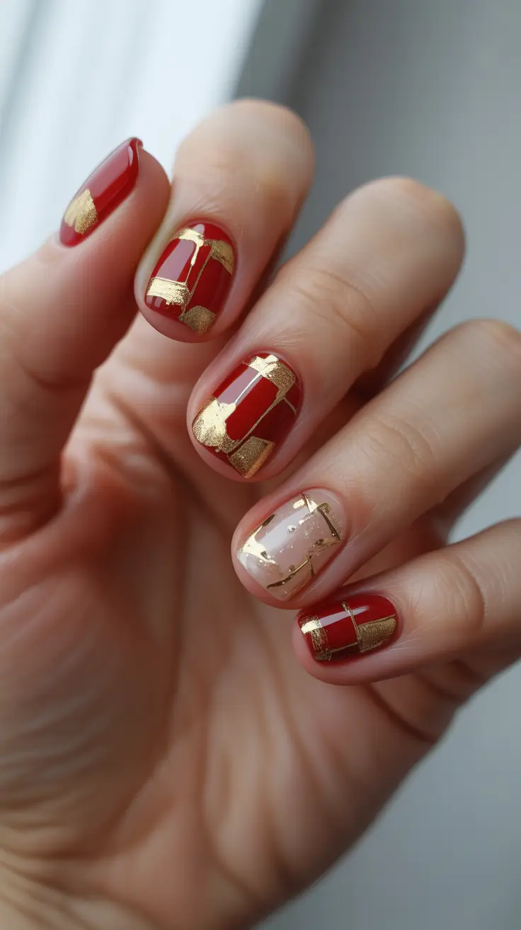 christmas nail art 2025 Golden Gift Box Nails