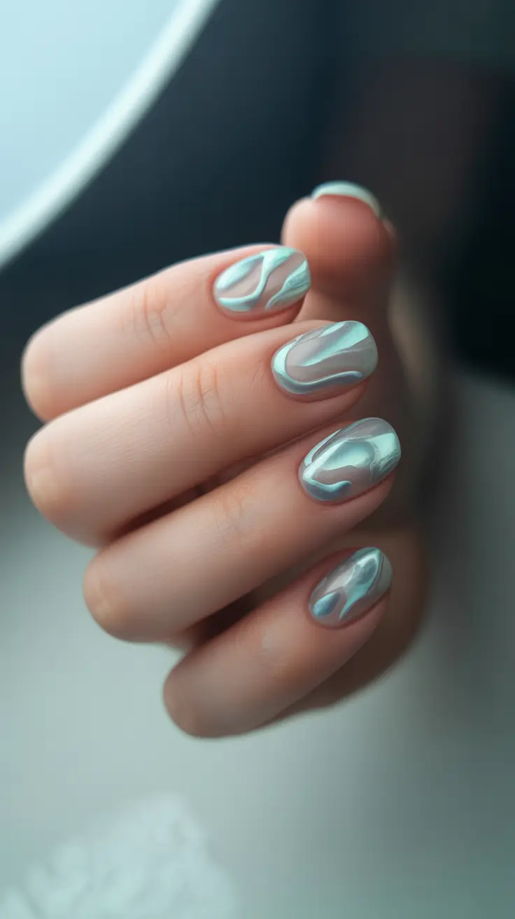 christmas-nail-colors-2025 chrome-snow-melt