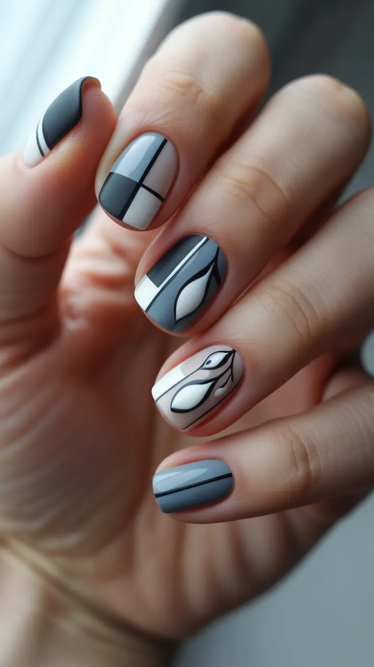 christmas-nail-colors-2025 monochrome-chic