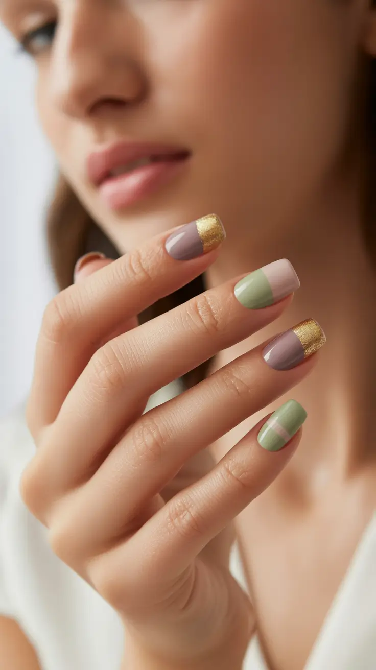 christmas-nail-colors-2025 muted-mint-and-mauve-elegance