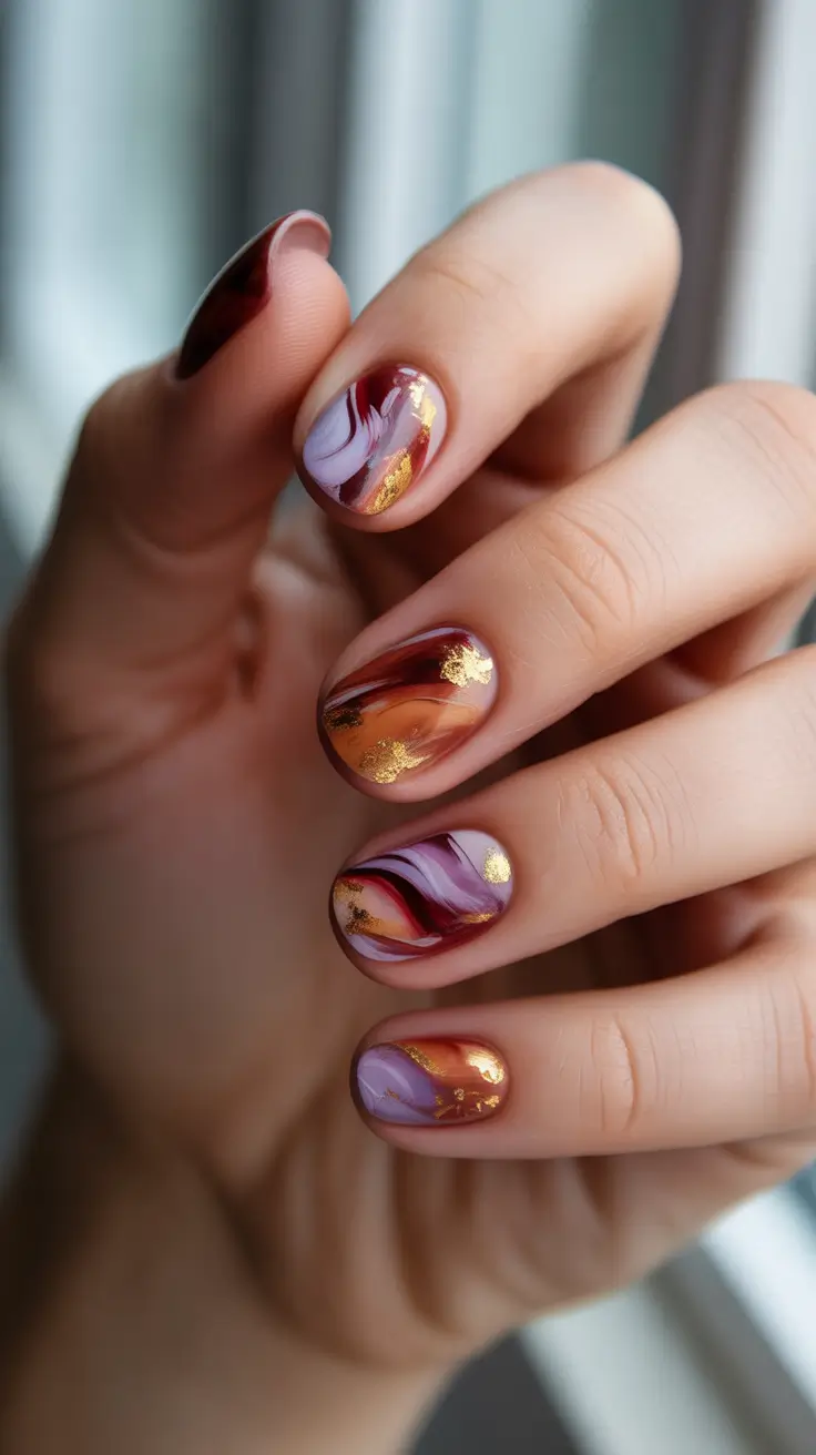 christmas-nail-colors-2025 spiced-berry-marble
