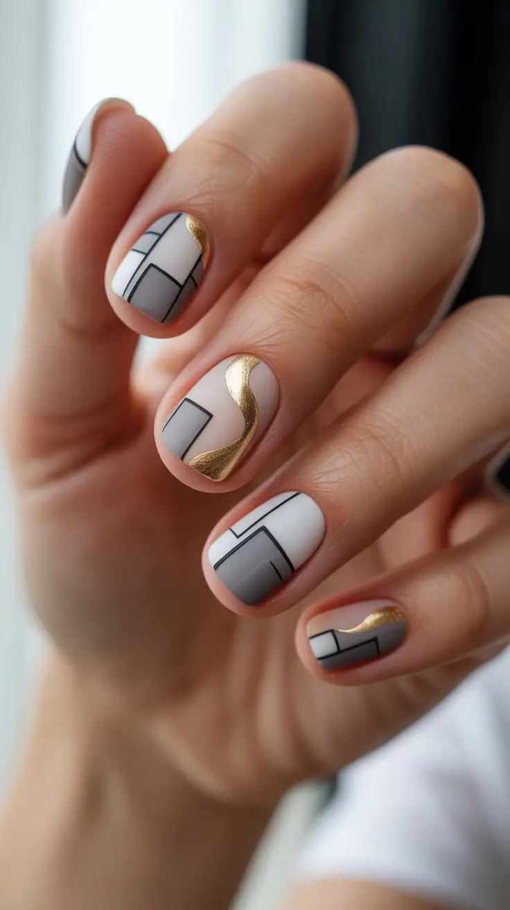 christmas-nail-colors-2025 graphite-and-gold-modern-lines