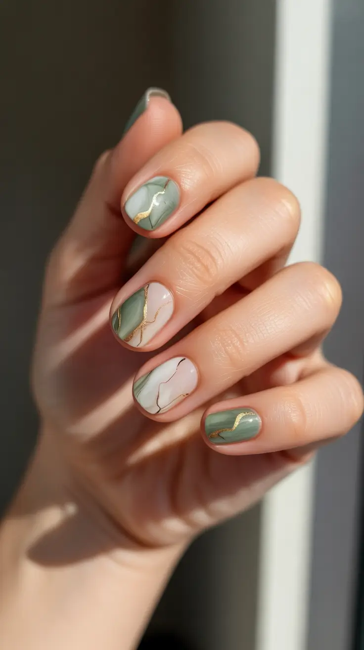 christmas-nail-colors-2025 evergreen-marble-veins