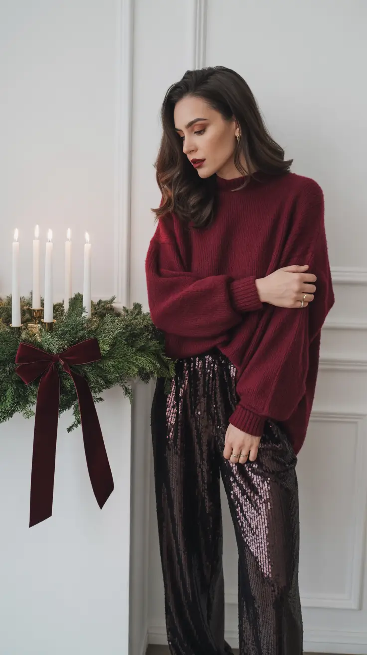 christmas outfit 2025 burgundy glow