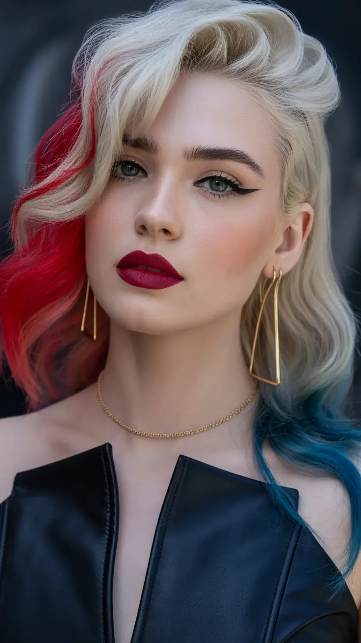 christmas party hairstyles trends 2025 Color Block Glam