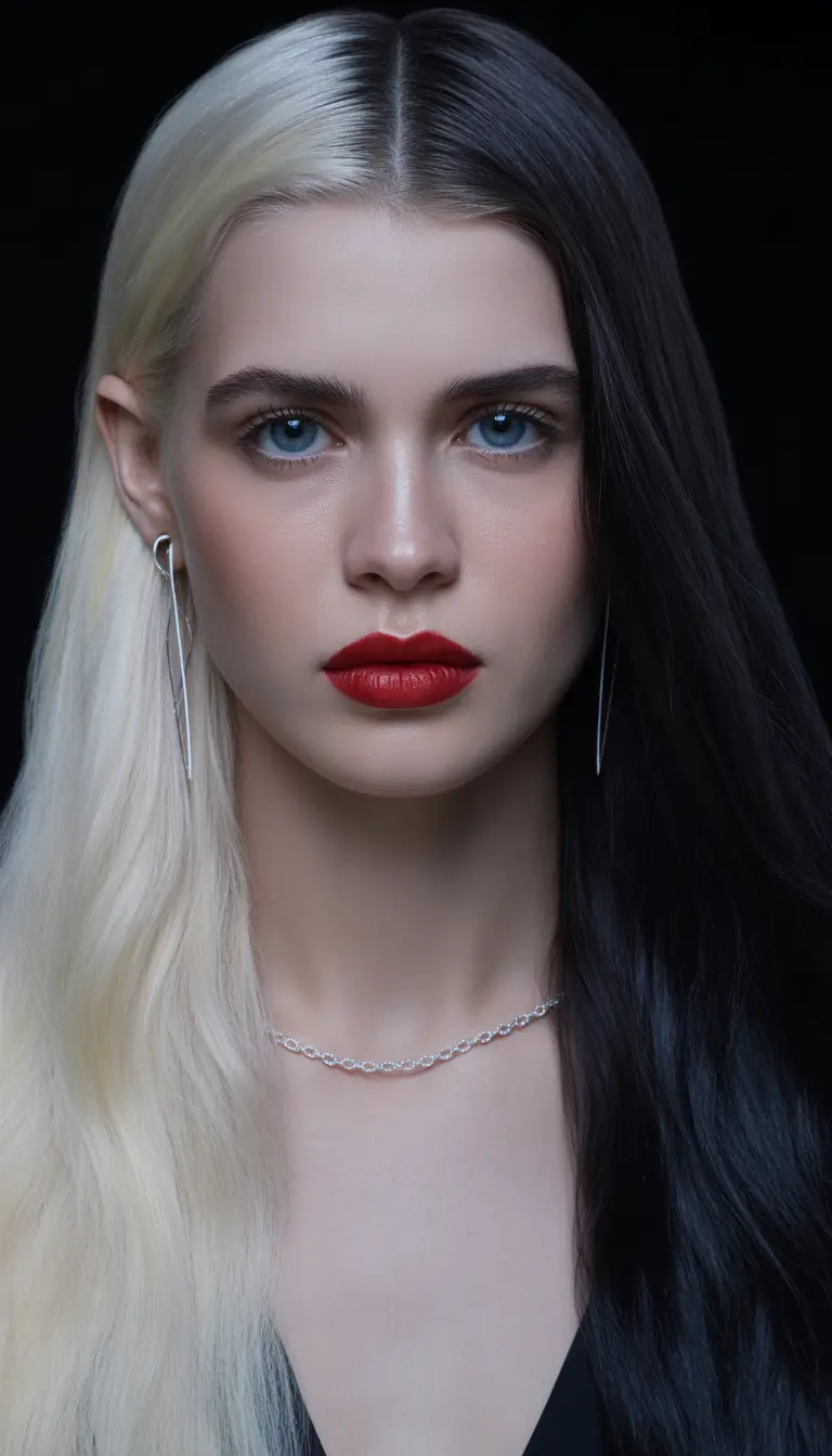 christmas party hairstyles trends 2025 Monochrome Elegance