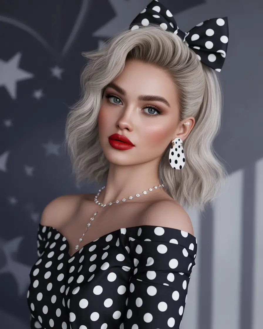 christmas party hairstyles trends 2025 Polka-Dot Waves Reimagined