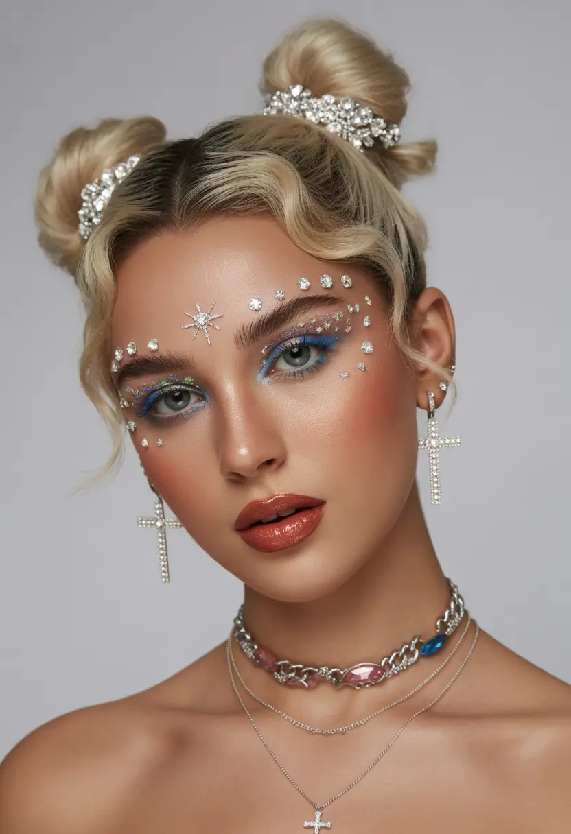 christmas party hairstyles trends 2025 Crystal Space Buns