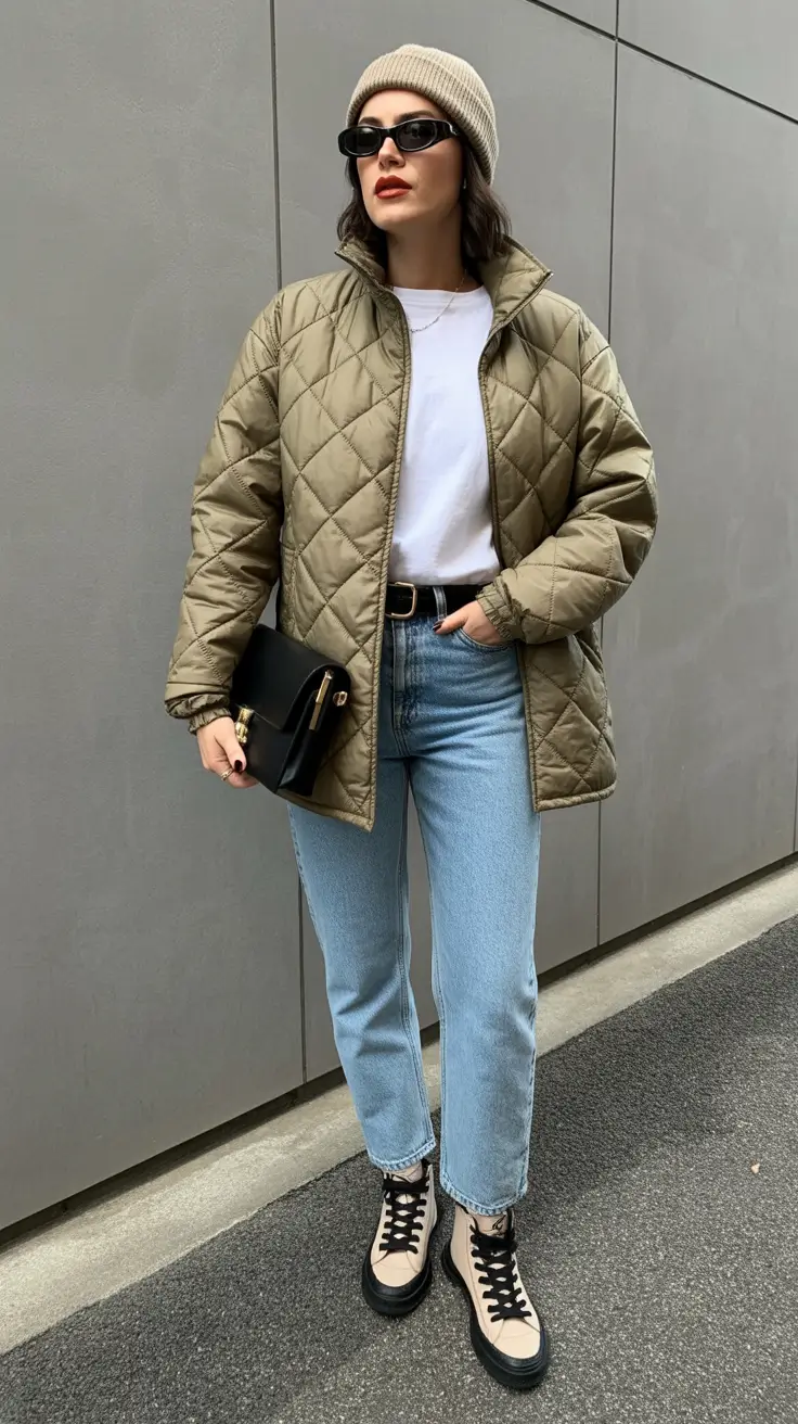 cold weather outfits 2026 Quilted Khaki for Everyday Cool