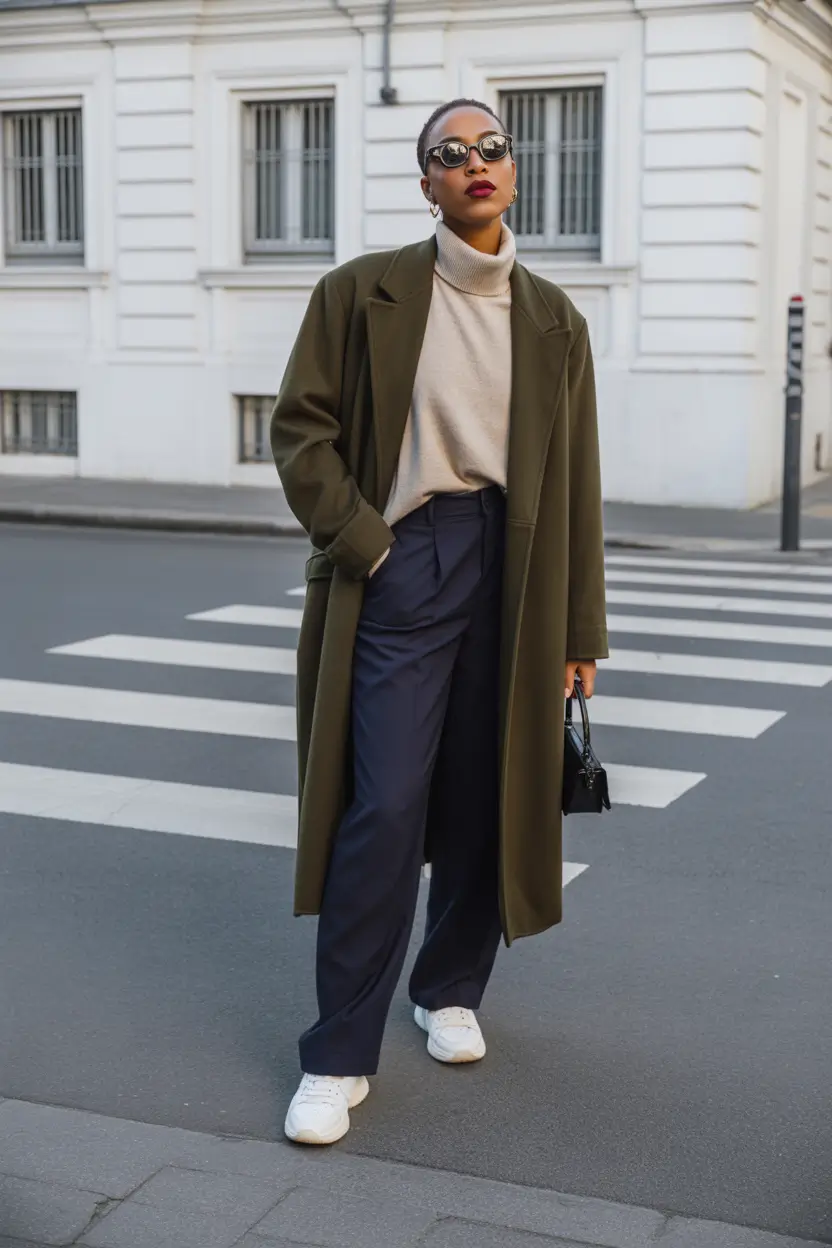 cold weather outfits 2026 Urban Cool in Olive and Cream