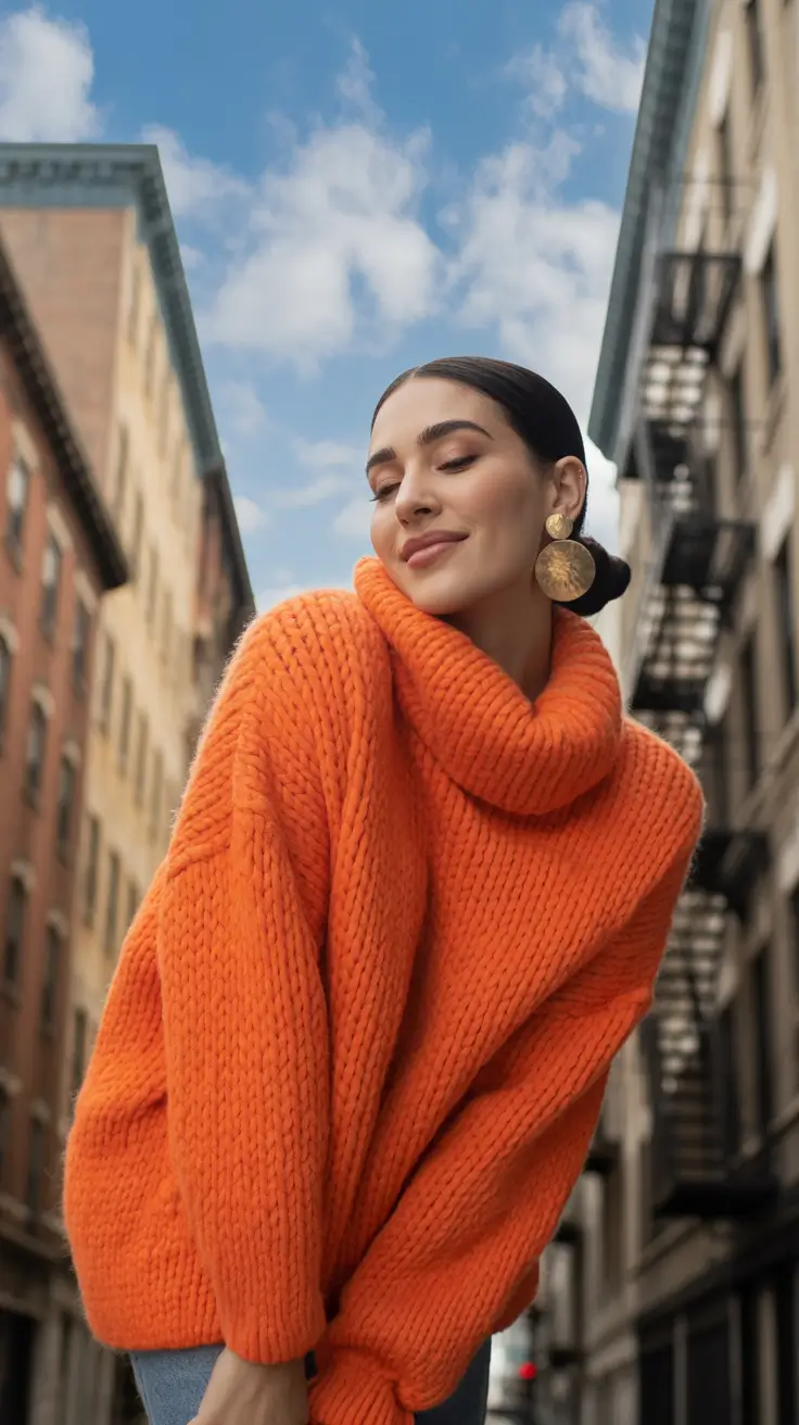 sweater outfits 2026 City Glow in Orange