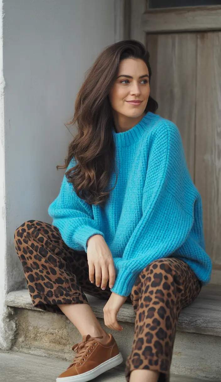 sweater outfits 2026 Wild Prints, Calm Colors