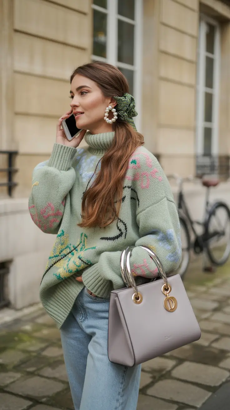 sweater outfits 2026 Minty Fresh Elegance