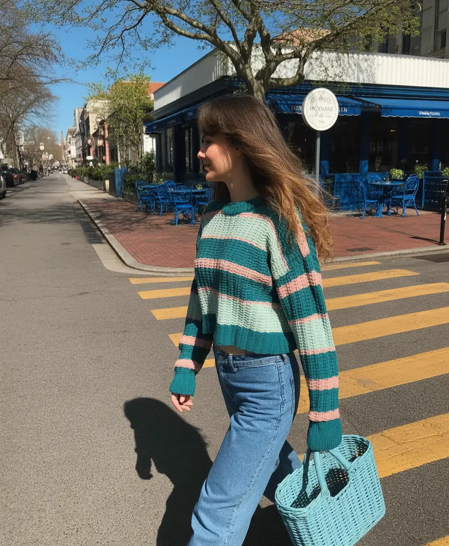 sweater outfits 2026 Weekend Stripes and City Streets