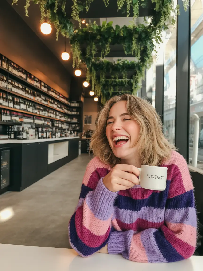 sweater outfits 2026 Lavender Lattes and Bold Stripes