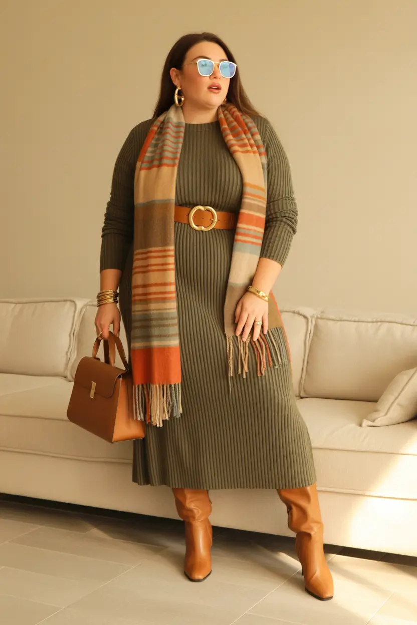 plus size outfits Knit Elegance in Olive