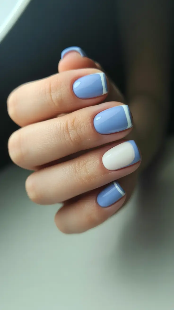 December 2025 Nail Colors Ideas Frosted Blue French