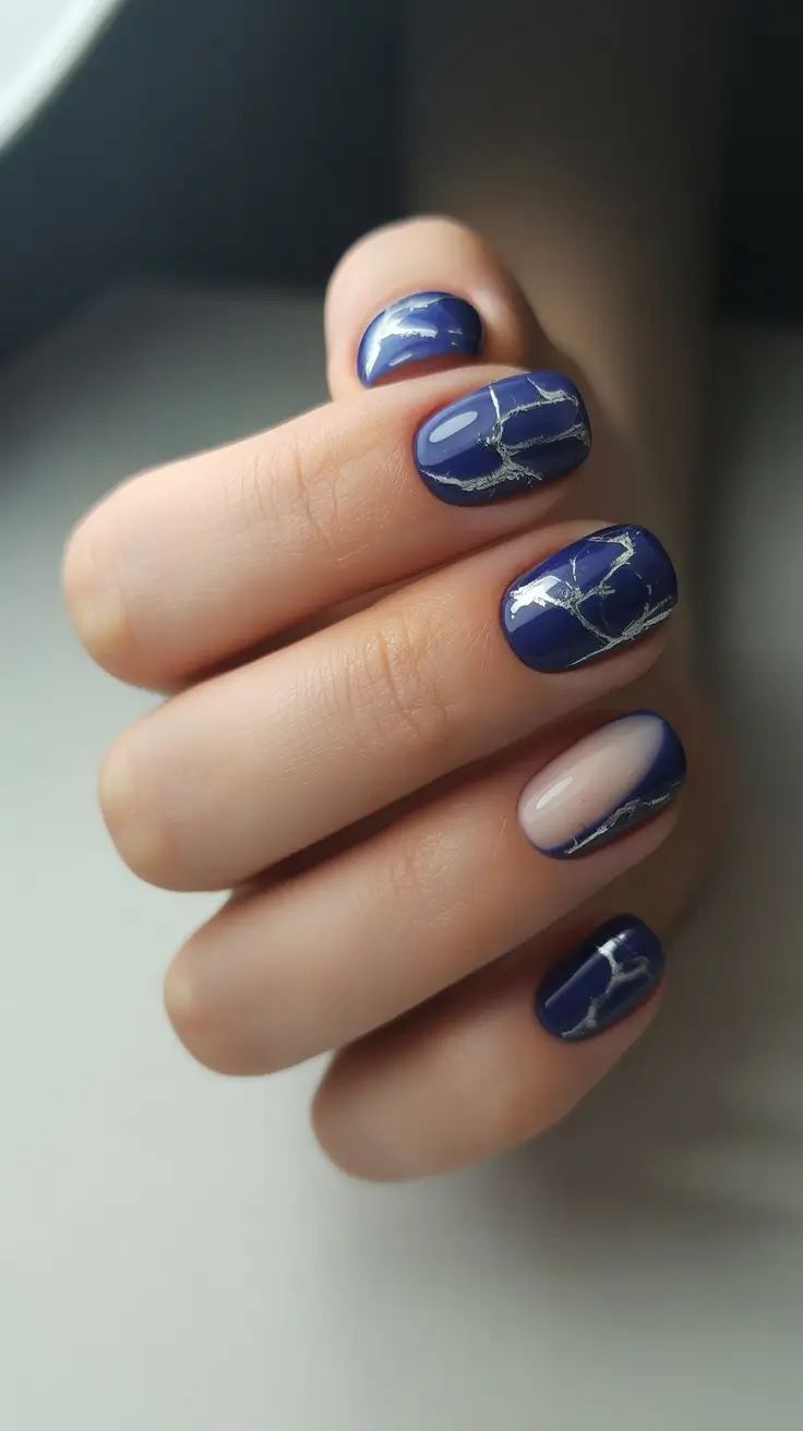 December 2025 Nail Colors Ideas Midnight Marble Veins