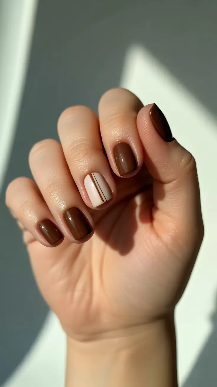 December 2025 Nail Colors Ideas Mocha Stripe Classic