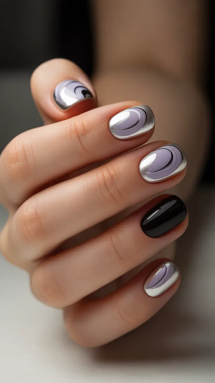 December 2025 Nail Colors Ideas Retro Galaxy Chrome