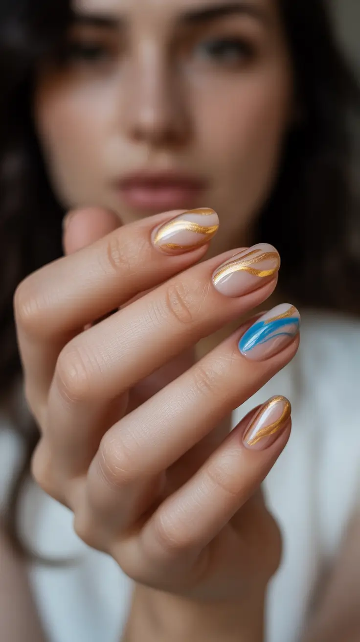 December 2025 Nail Colors Ideas Golden Stream Glow